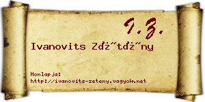 Ivanovits Zétény névjegykártya